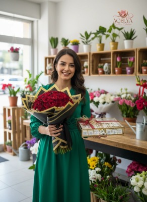 Kirmizi Gul ve Cikolata Buketi Kirmizi Gul ve Cikolata Buketi